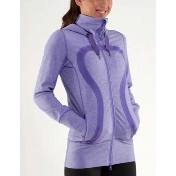 Lululemon Stride Jacket Hoodie Purple Thumb Holes Brushed Full‎ Zip Women's 10 - Picture 1 of 6